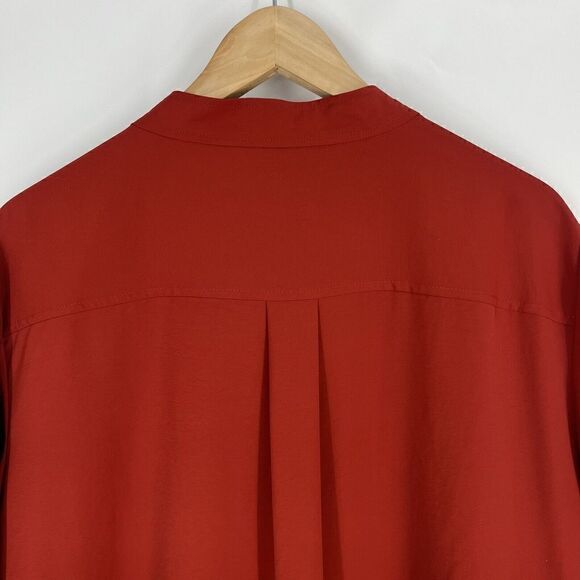 Chicos Shirt Size 3 Womens16/18 Red Button Up Epaulette Shoulder Flap Blouse Top - Picture 6 of 8